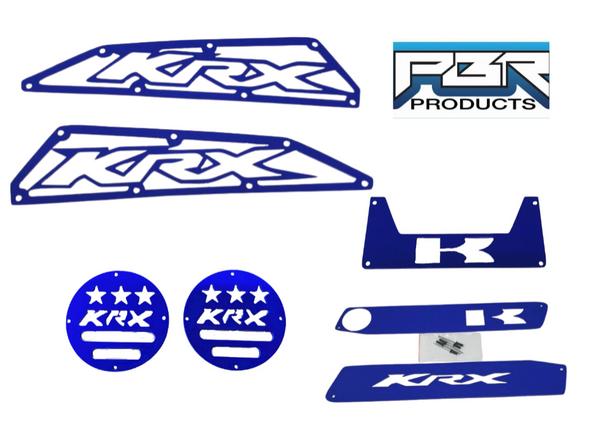 Kawasaki KRX accessory kit: Dash kit, Frog Skin, cubby, and Drains - Blue